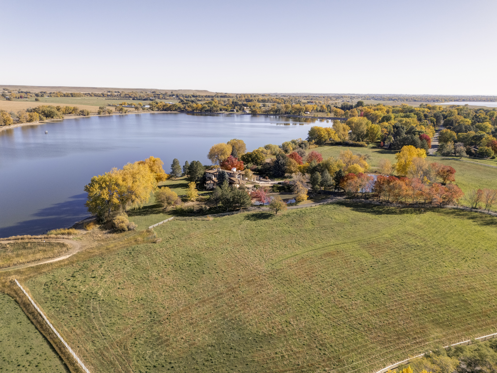 Aerial of the lake and land